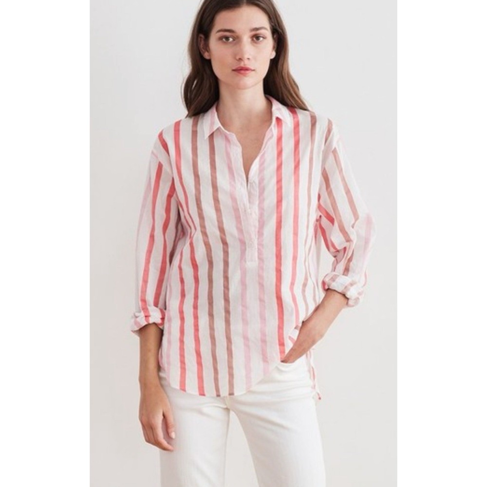Velvet by Graham & Spencer  Talia Ombre‎ Stripe Button-Up Shirt Small